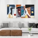 Composition abstraite moderne 180x90cm triplé de toiles Mola Vente