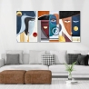 Composition abstraite moderne 180x90cm triplé de toiles Mola Vente