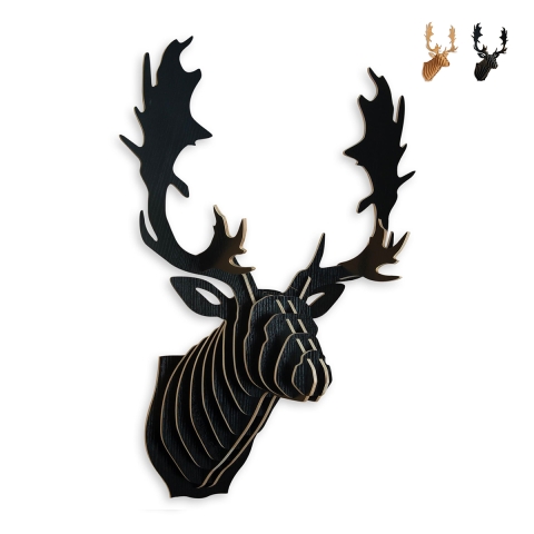 Décoration murale tête de renne puzzle 3D en bois MDF Fira Promotion