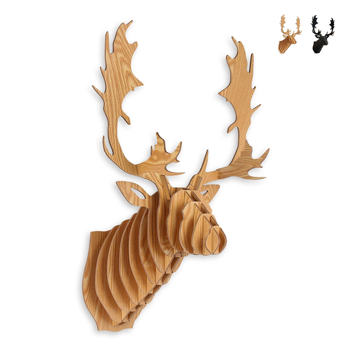 Décoration murale tête de renne puzzle 3D en bois MDF Fira Remises