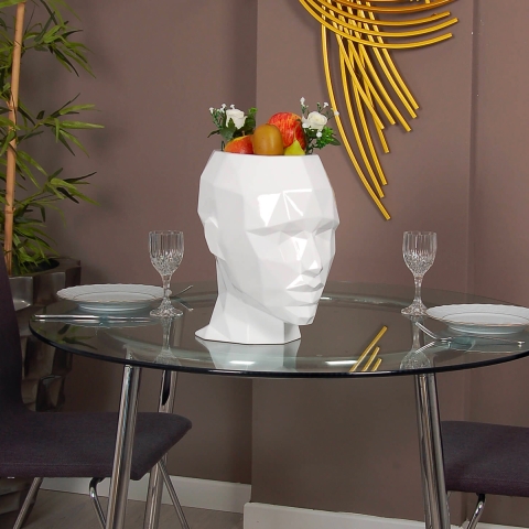 Vase décoratif design visage féminin en résine laquée Ruzid-L Promotion