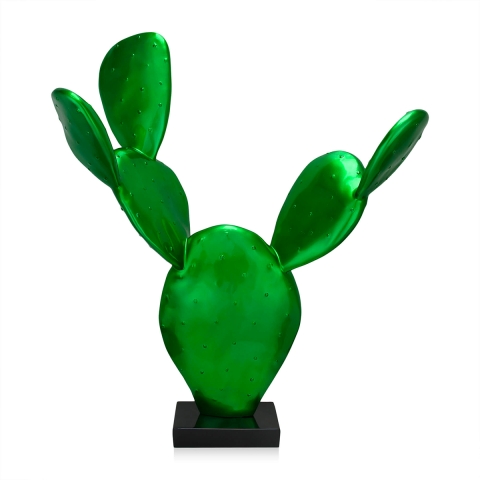 Statue moderne cactus en résine vert métallisé Roka Promotion