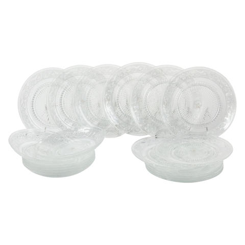 Service de vaisselle 18 pièces en verre transparent avec décor pour 6 personnes Imperial Promotion