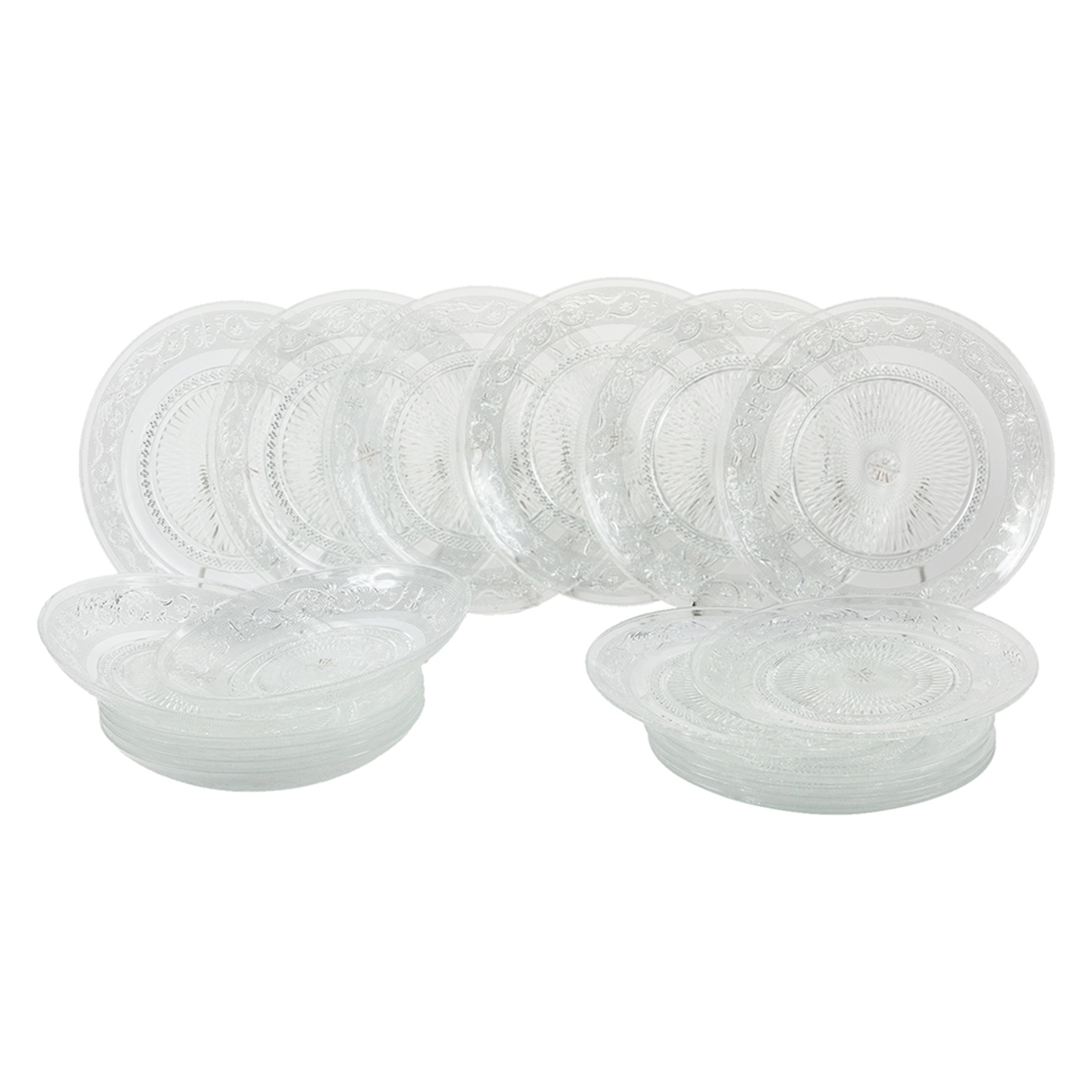 Service de vaisselle 18 pièces en verre transparent avec décor pour 6 personnes Imperial Promotion Service de vaisselle 18 pièces en verre transparent avec décor pour 6 personnes Imperial Promotion