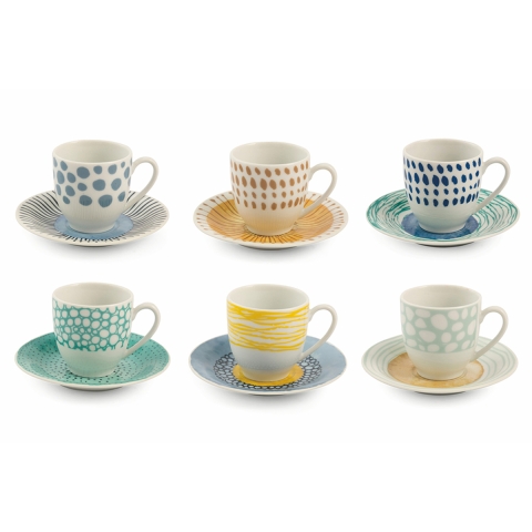 Ensemble de 6 tasses à café en porcelaine avec soucoupe 90ml Marea C Promotion