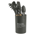 Porte-ustensiles noir avec inscription 8 pièces Victionary C Promotion
