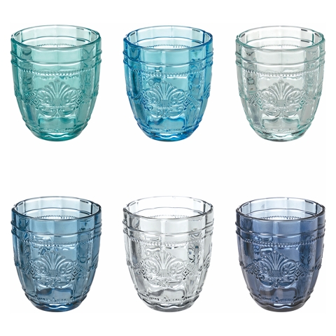 Ensemble de 6 verres à eau 265ml en verre décor arabesque Syrah Ocean Promotion