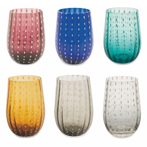 Set de 6 verres à eau 240 ml en verre surface travaillée Shiraz Promotion