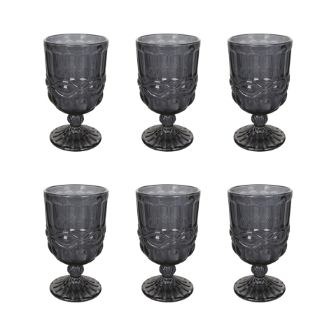Ensemble de 6 verres à pied 300 ml en verre décor en relief Nobilis C Promotion