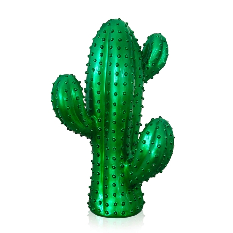 Statue cactus moderne en résine vert métallisé Grymt Promotion