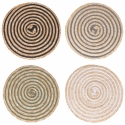 Lot de 4 sets de table ronds en paille tressée Ø38 cm Spiral Promotion