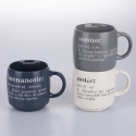 Ensemble de 3 mugs en grès empilables 350 ml avec inscriptions Victionary L Promotion