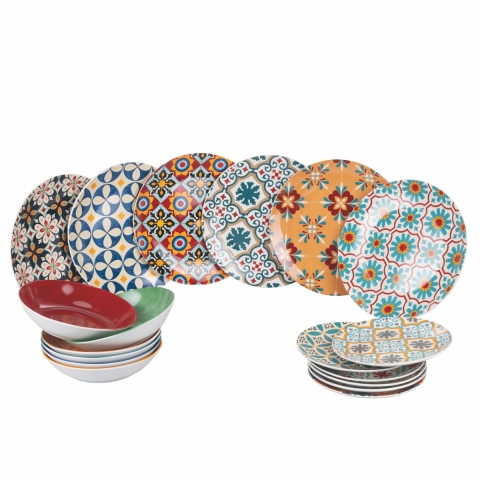 Service de table 18 pièces en porcelaine pour 6 personnes Valladolid Promotion