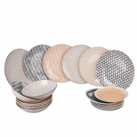 Service de vaisselle 18 pièces en porcelaine 6 personnes Soho Promotion