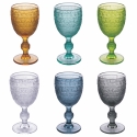Ensemble de 6 verres à pied en verre coloré 210 ml à surface sculptée New Mexico Vente
