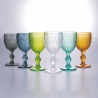 Ensemble de 6 verres à pied en verre coloré 210 ml à surface sculptée New Mexico Promotion
