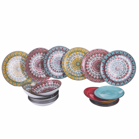 Service de vaisselle 18 pièces en porcelaine 6 personnes Maya Promotion