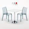 Table Carrée Blanche 70x70cm Avec 2 Chaises Colorées Et Transparentes Set Intérieur Bar Café Cristal Light Titanium Offre