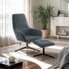 Fauteuil relax ergonomique en tissu gris avec repose-pieds Asher Vente