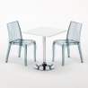 Table Carrée Blanche 70x70cm Avec 2 Chaises Colorées Et Transparentes Set Intérieur Bar Café Cristal Light Titanium Prix