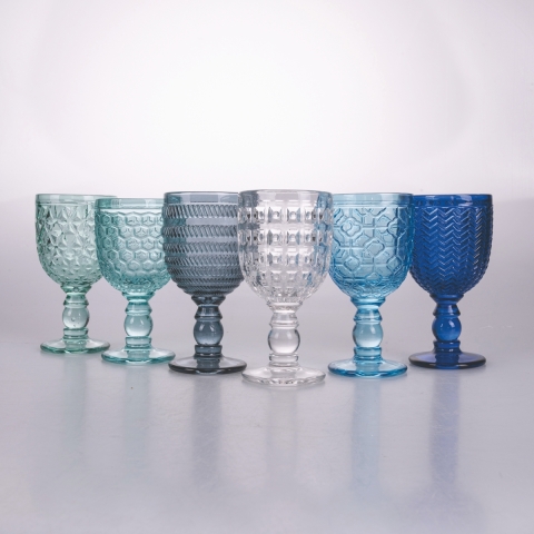 Ensemble de 6 verres en verre avec surface travaillée 280 ml Geometrie Ocean Promotion
