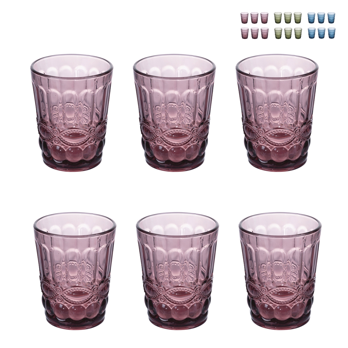 Ensemble de 6 verres à eau 280 ml avec décor en relief Nobilis 2 Offre
