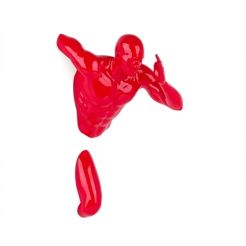 Sculpture murale en résine coureur finition laquée rouge Doro-L Promotion