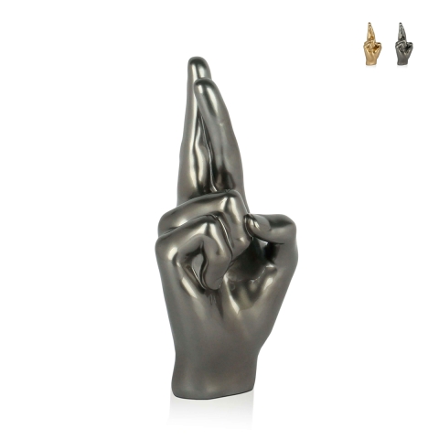 Statue moderne Aira en résine effet métal doigts croisés Promotion