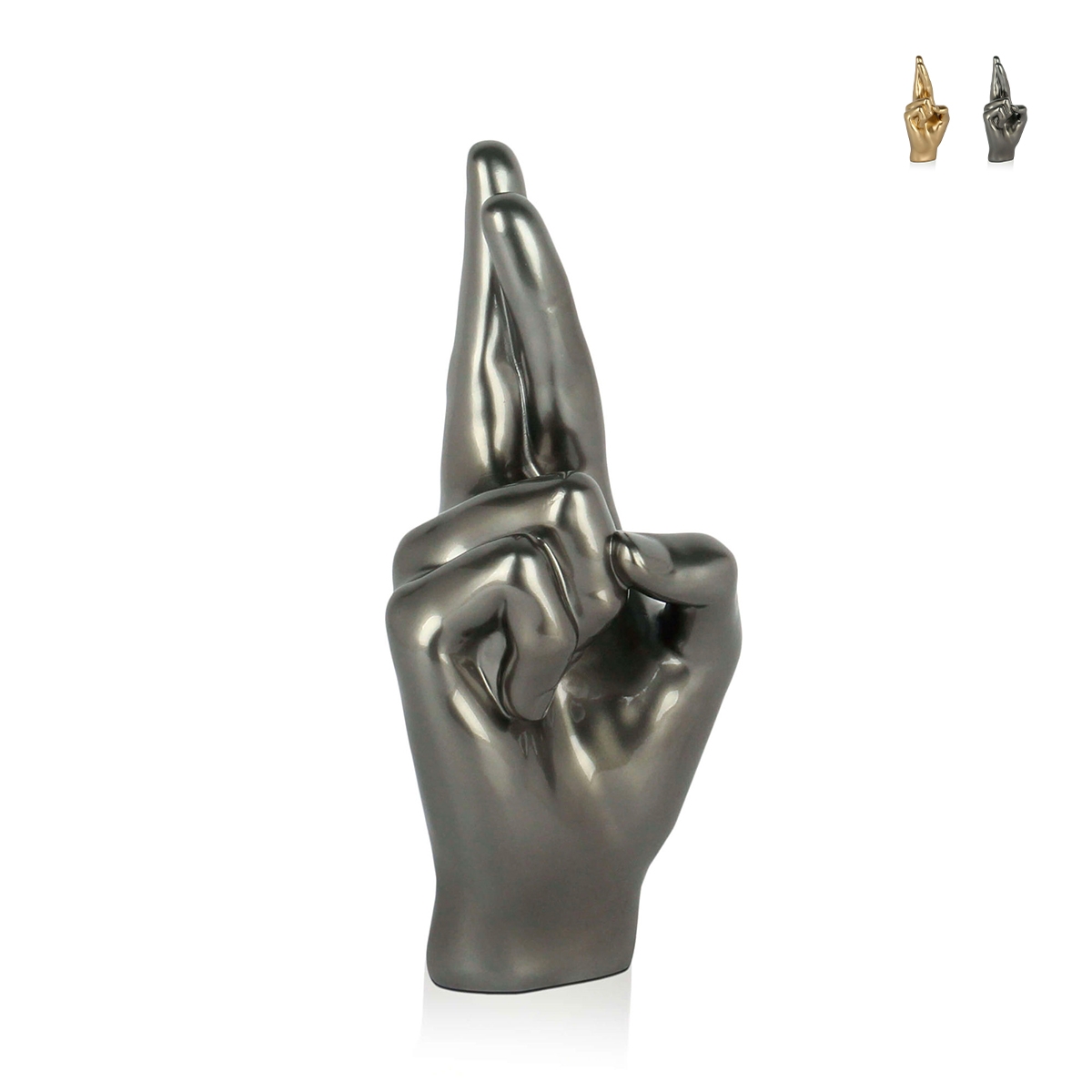 Statue moderne Aira en résine effet métal doigts croisés Promotion Statue moderne Aira en résine effet métal doigts croisés Promotion