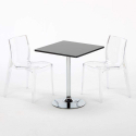 Table Carrée Noire 70x70cm Avec 2 Chaises Colorées Grand Soleil Set Intérieur Bar Café Femme Fatale Phantom Modèle