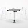 Table Carrée Noire 70x70cm Avec 2 Chaises Colorées Grand Soleil Set Intérieur Bar Café Femme Fatale Phantom Modèle