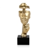Sculpture surréaliste en résine effet métal visage masculin Lira-M Offre