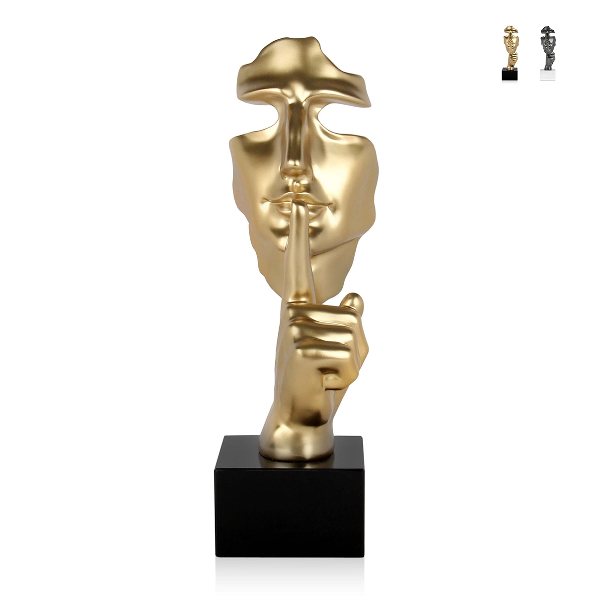 Sculpture surréaliste en résine effet métal visage masculin Lira-M Promotion Sculpture surréaliste en résine effet métal visage masculin Lira-M Promotion