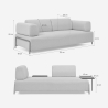 Canapé 3 places design moderne modulable avec tables basses Diadema 