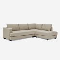 Canapé d'angle 3 places design avec méridienne en tissu beige Avior Vente
