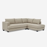 Canapé d'angle 3 places design avec méridienne en tissu beige Avior Vente