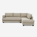 Canapé d'angle 3 places design avec méridienne en tissu beige Avior Offre