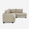 Canapé d'angle 3 places design avec méridienne en tissu beige Avior Remises