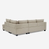 Canapé d'angle 3 places design avec méridienne en tissu beige Avior Réductions