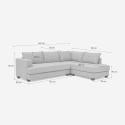 Canapé d'angle 3 places design avec méridienne en tissu beige Avior Modèle