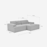 Canapé 3 places design moderne avec méridienne droite en tissu Toliman 