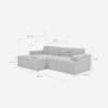 Canapé 3 places avec méridienne gauche design en tissu Seginus 