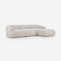 Canapé 3 places modulable incurvé avec repose-pieds en tissu Yuna-3P Vente
