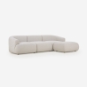 Canapé 3 places modulable incurvé avec repose-pieds en tissu Yuna-3P Vente