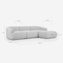 Canapé 3 places modulable incurvé avec repose-pieds en tissu Yuna-3P 