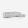 Canapé 3 places modulable incurvé avec repose-pieds en tissu Yuna-3P 