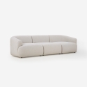 Canapé 3 places modulaire incurvé en tissu beige Yuna-3 Vente