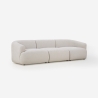 Canapé 3 places modulaire incurvé en tissu beige Yuna-3 Vente