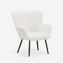 Fauteuil de salon moderne en tissu bouclé blanc Womb Promotion