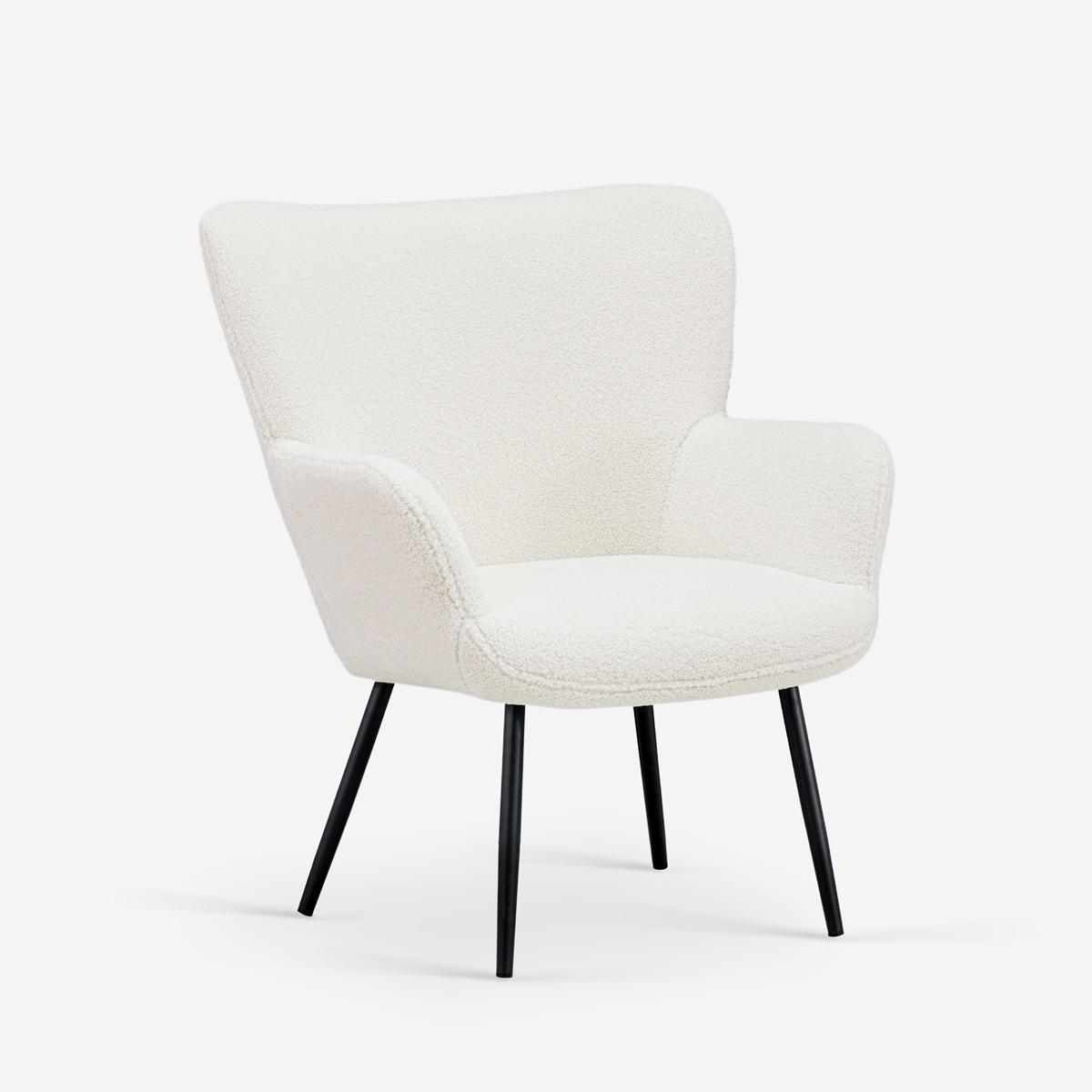 Fauteuil de salon moderne en tissu bouclé blanc Womb